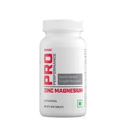 GNC Pro Performance Zinc Magnesium Amino Complex | Promotes Restful Sleep | Relieves Stress | Boosts Immunity | Calms Nerves | Contains Vitamin B6 & Hops Flower Extract | USA Formulated | 60 Tablets icon