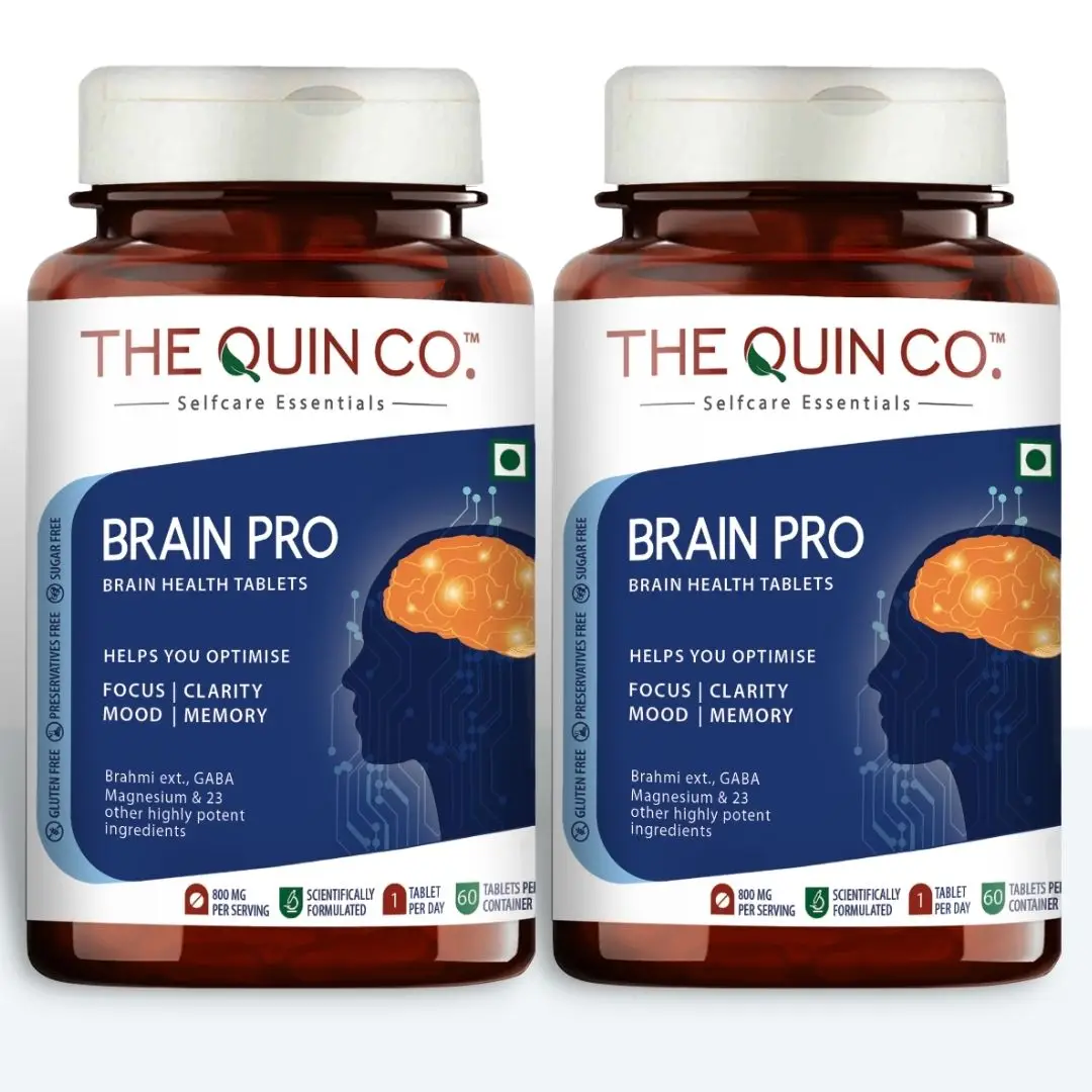The Quin Co. - Brain Pro helps in focus, memory, clarity and optimise - Pack of 2 (120 Tablets)