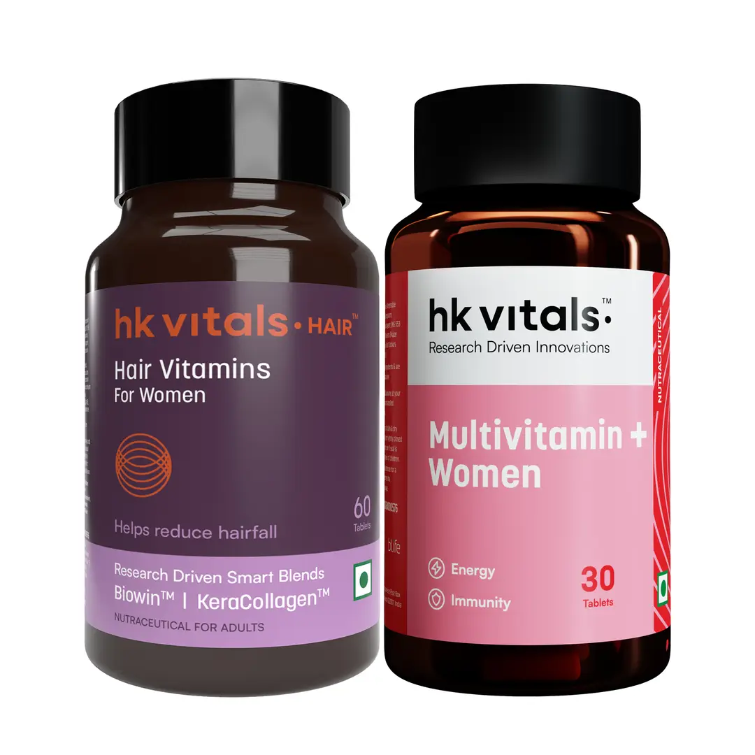 hk vitals Hair Vitamins for Women (60 Tablets) and Multivitamin Plus Women (30 Tablets) - (Combo Pack)