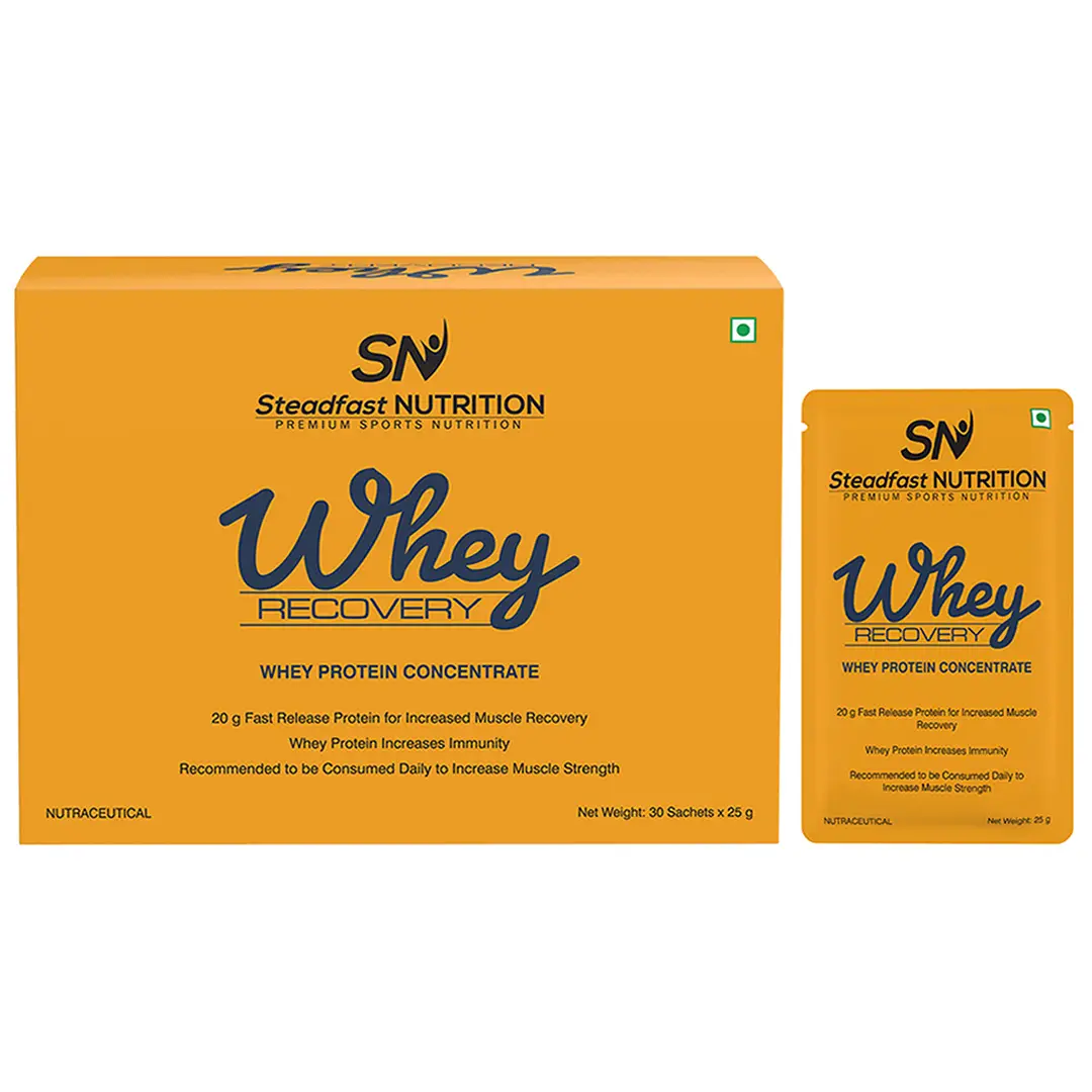 Steadfast Nutrition - Whey Recovery - with Protein Concentrate - for Muscle Recovery, Growth And Immunity - Pack of 1 (30 sachet)