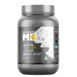MuscleBlaze Biozyme Iso Zero, Low Carb Whey Protein Isolate with USA Patent for Lean Muscle Mass