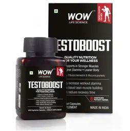 WOW Life Science - Testoboost, 60 Capsules - Helps in restoring muscle mass and strengthening bones icon