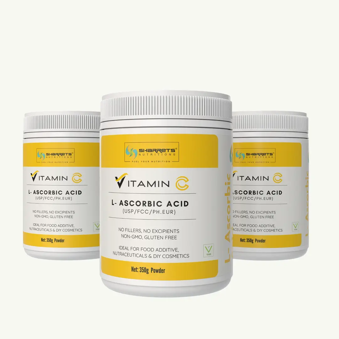 Sharrets Vegan Vitamin C Powder with L Ascorbic Acid for Immunity - Pack of 3 (1050 gm)