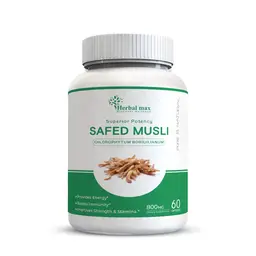 Herbal max - Safed Musli - Supports Immunity, Improves Strength, Provides Energy Level, Enhances Sports Performance, and Promotes Healthy Bones 800mg - 60 Capsule icon