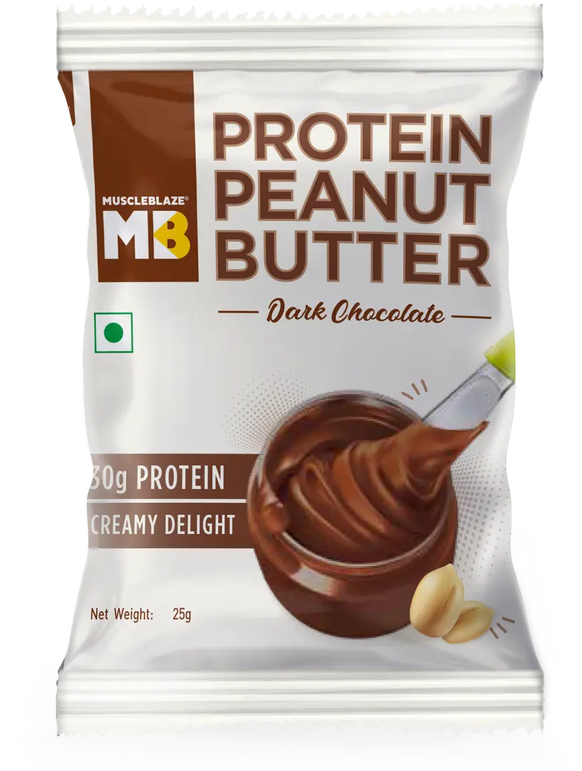 MuscleBlaze - High Protein Peanut Butter - Creamy Dark Chocolate, 25 g - Dark Chocolate (25 gm)