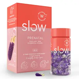 Wellbeing Nutrition - Slow - Prenatal - with Iron, Folic Acid and 13 Essential Nutrients in Vegan Omega 3 DHA - for Supporing Mother's Health and Fetal Development icon