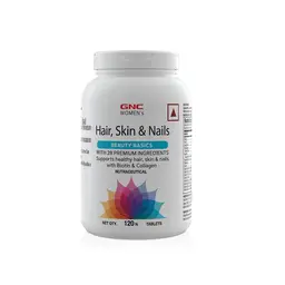 GNC Women's Hair, Skin and Nails Multivitamin For Women | Hair Fall Treatment | Improved Hair Growth | Younger-Looking Skin | Stronger Nails | Formulated In USA | 28 Premium Ingredients | 120 Tablets icon