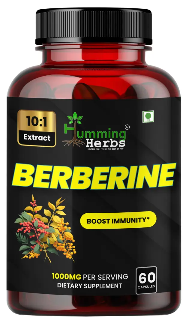 Humming Herbs Berberine Pure Supplement for Heart Health, Blood Sugar and Metabolism - Pack of 1 (60 Capsules)