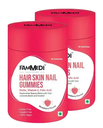 Fammedi - Hair, Skin and Nail Gummies with Biotin, folic acid and Vitamin C - Pack of 1 ( 60 Gummies )