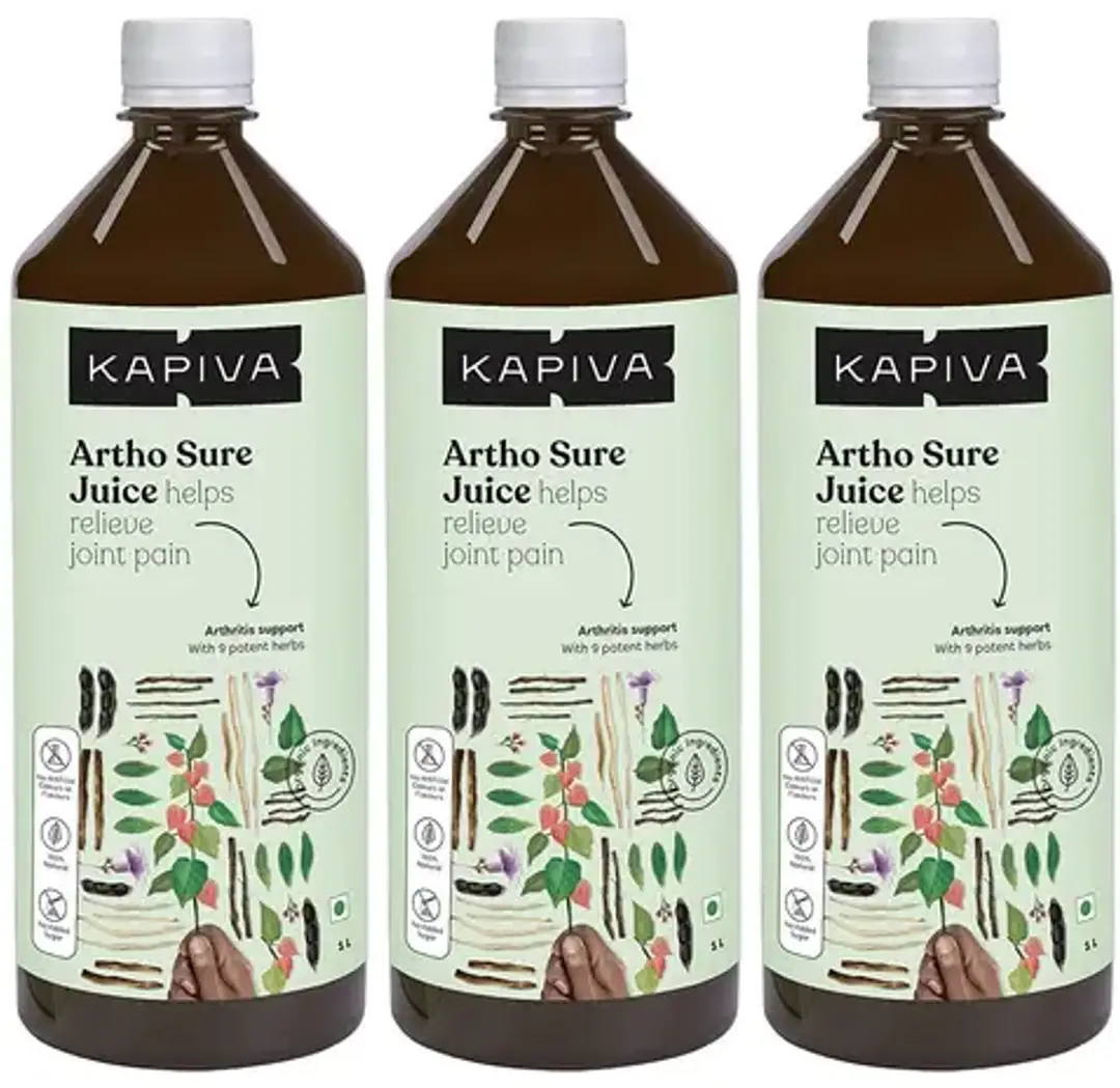 Kapiva Artho Sure Juice - With Ashwagandha, Rasna, Kutki & Guduchi for Joint Pain Relief - Pack of 3 (3000 ml)