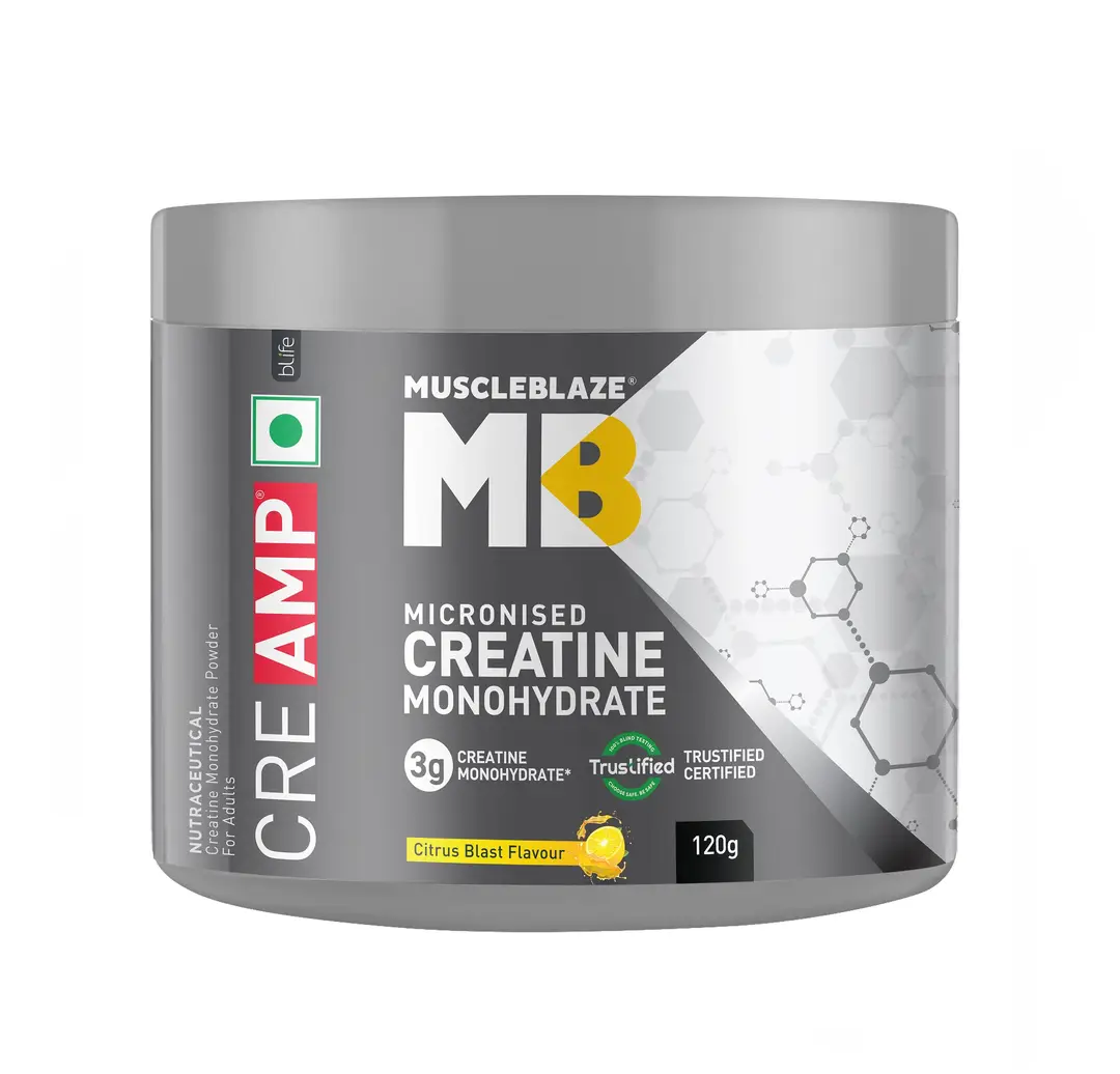 MuscleBlaze Creatine Monohydrate CreAMP Powder for Quick Muscle Recovery - Citrus Blast,100 gm
