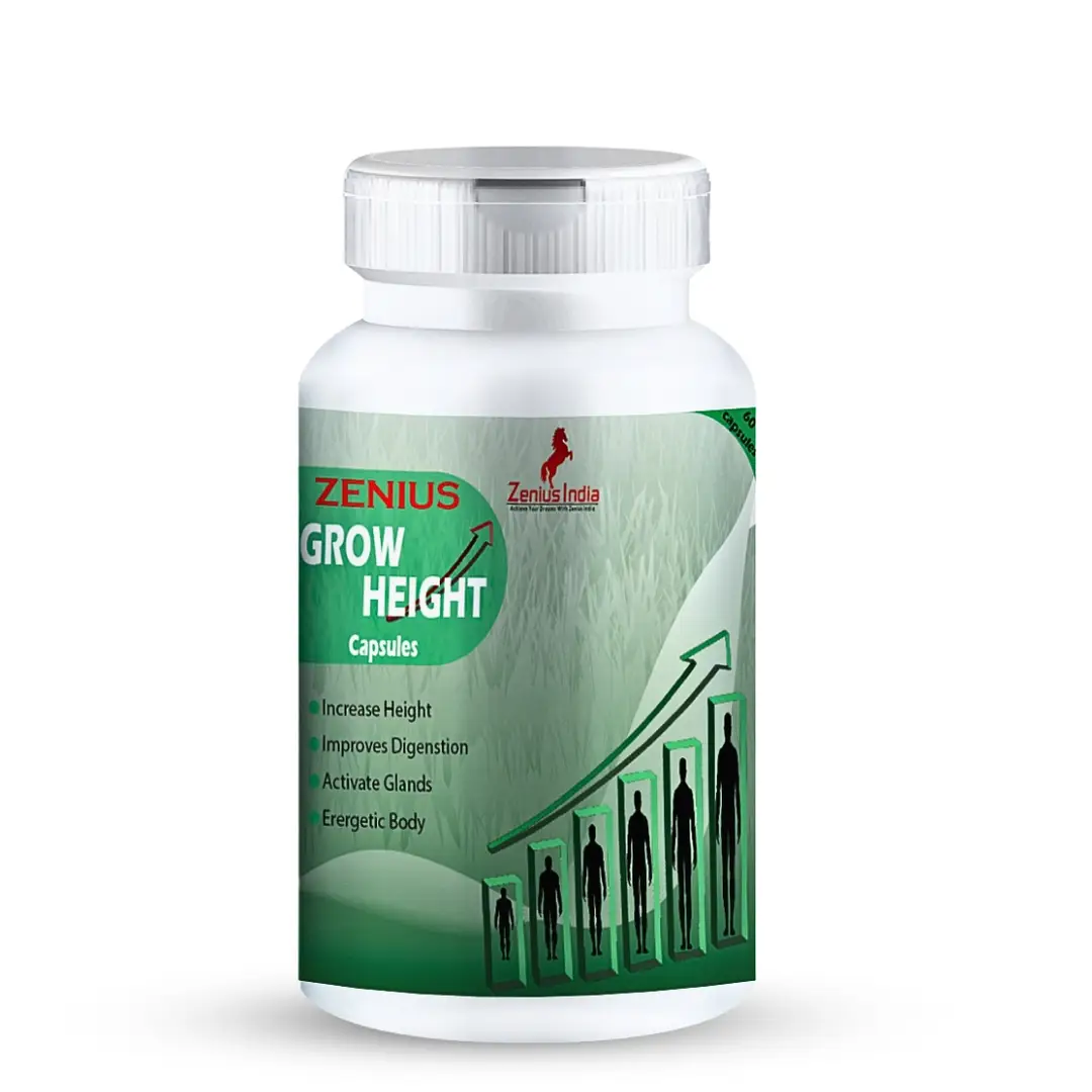 Zenius Grow Height with Ashwagandha and Brahmi for Height Increase - Pack of 1 (60 Capsules)