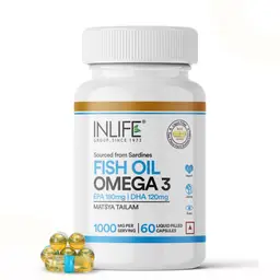 Inlife Fish Oil Omega 3, 1000mg with 180mg EPA & 120mg DHA for Promotes Brain, Heart, Joint & Eye Health