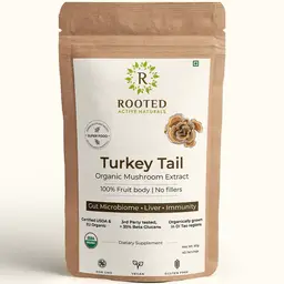 Rooted Active Naturals Turkey Tail Mushroom Extract Powder for Gut Health, Liver and Immunity