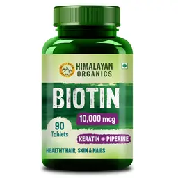 Himalayan Organics Biotin 10,000mcg with Keratin + Piperine for Healthy Hair, Skin & Nails - 90 Tablets icon