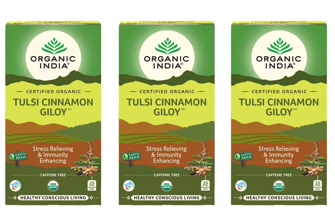 Organic India - Tulsi Cinnamon Giloy - Pack of 3 (75 Tea Bags)