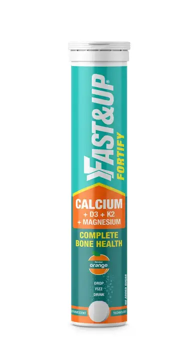 Fast&Up Fortify Calcium with Essential Vitamin D3 for Complete Health Support - Orange,20 Effervescent Tablets