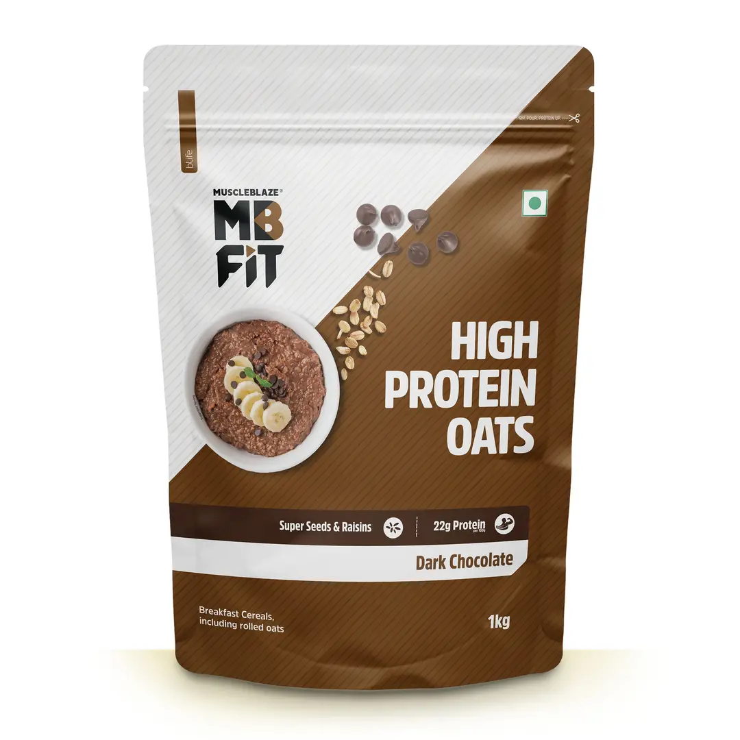 MuscleBlaze Fit High Protein Oats with 22 g Protein, Rolled Oats, Breakfast Cereals for Weight Management - 1000 gm