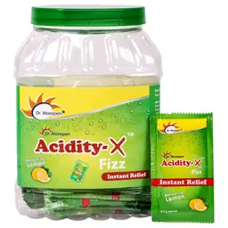 Dr. Morepen Acidity-X Fizz for Indigestion, Acidity & Gas Relief, Tangy Lemon Flavour - 50 Sachets icon