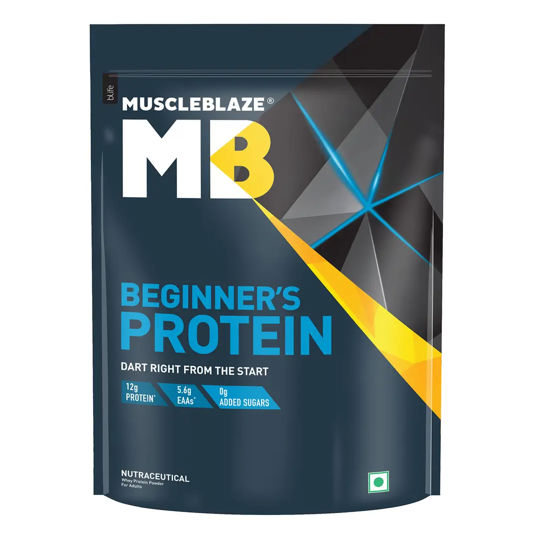 MuscleBlaze - Beginner's Whey Protein _ with Skimmed Milk Powder, Whey Protein Concentrate - for Faster Muscle Recovery and Improved Strength - Chocolate,1.1 lb