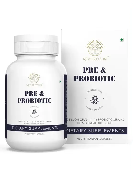 Newtreesun - Pre & Probiotics 30 Billion CFUs, 16 Probiotic Strains 100MG Prebiotic Blend - Pack of 1 (60 Capsules)