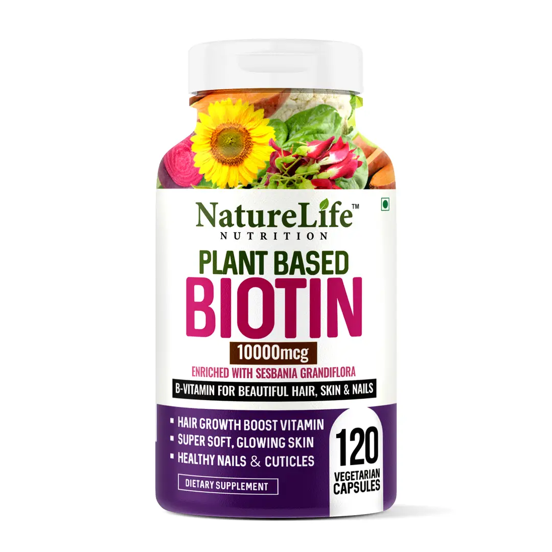 Nature Life Nutrition - Plant Based Biotin 10,000mcg - Pack of 1(120 Capsules)