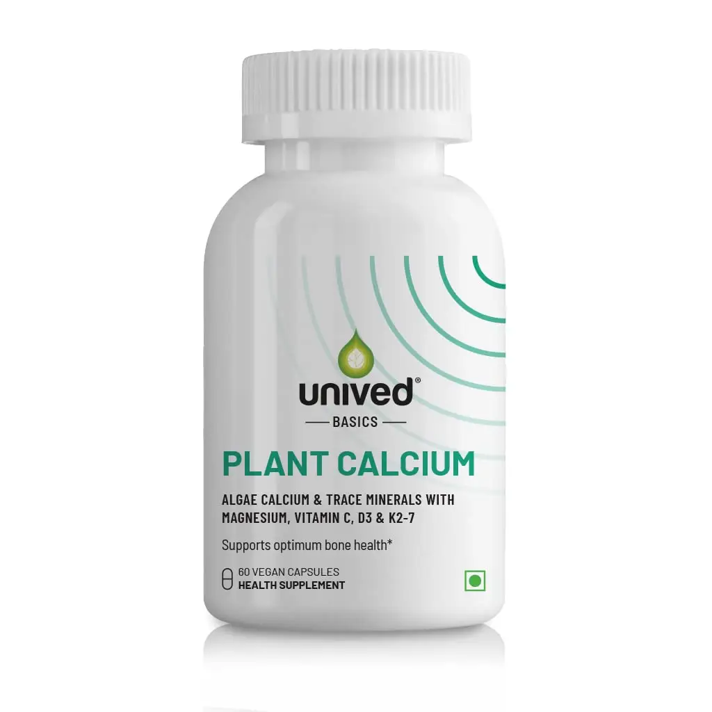 Unived Basics Plant Calcium for Optimal Bone Health Support - Pack of 1 (60 Capsules)