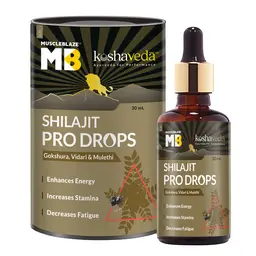 Koshaveda Shilajit Pro Drops by MuscleBlaze, Shilajit Original with Gokshura, Vidari & Mulethi for Energy and Stamina icon