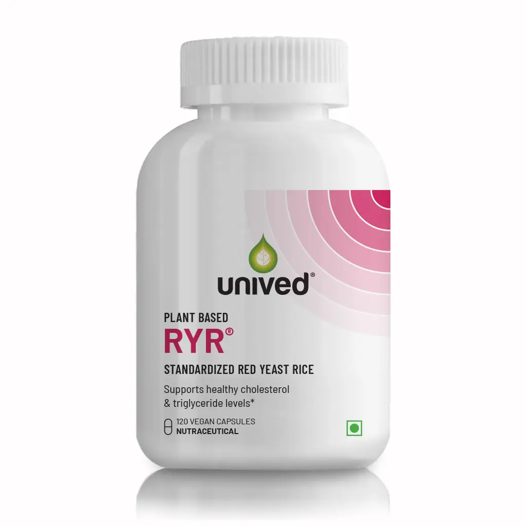Unived -  Ryr - With Red Yeast Rice - For Increasing Good Cholesterol - Pack of 1(120 Capsules)