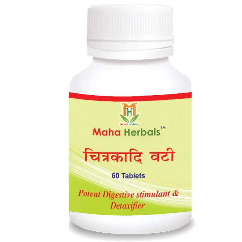 Maha Herbals - Chitrakadi Vati - With Chitrakmool - For Potent Digestive Stimulant - Pack of 1(60 Tablets)