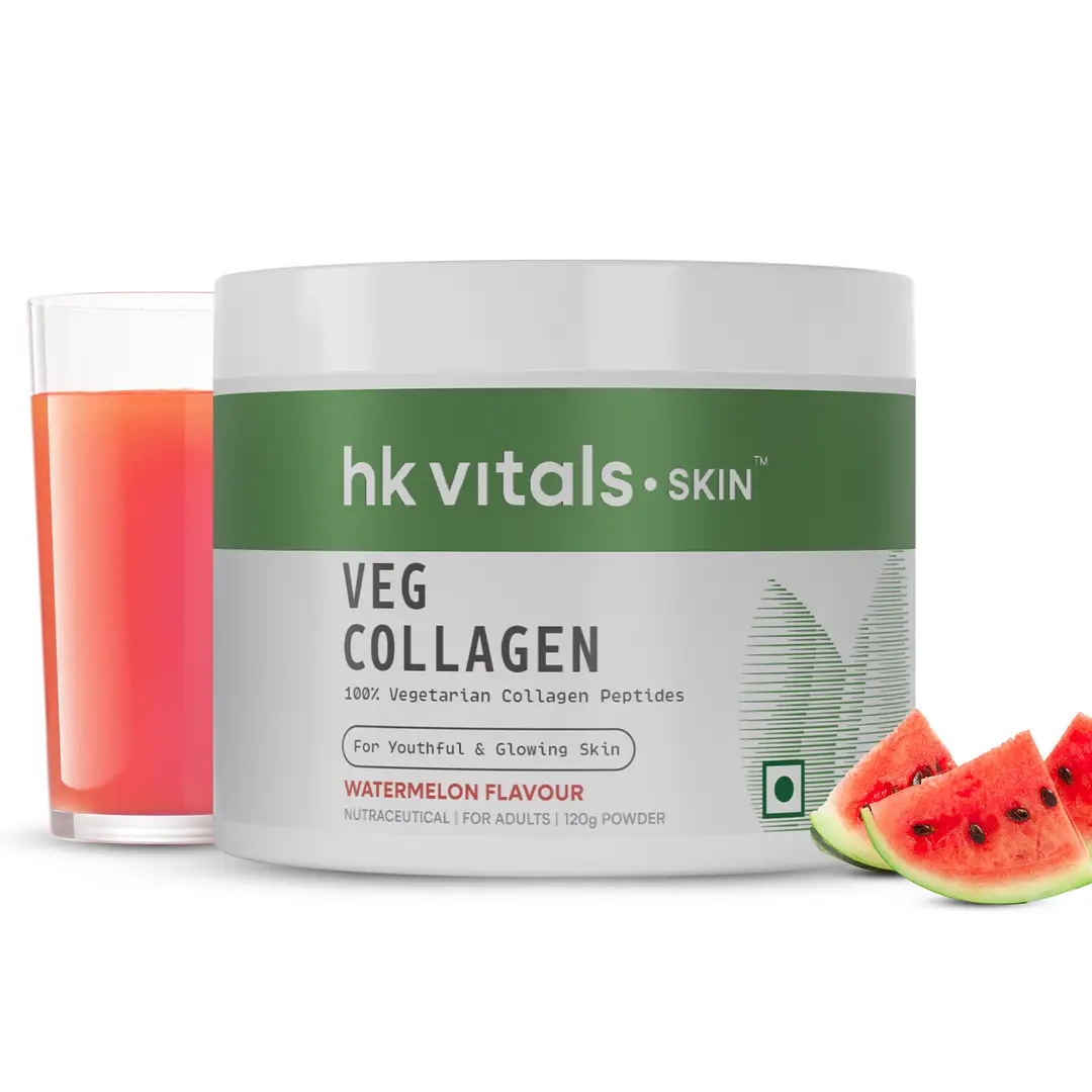 HealthKart HK Vitals Skin Radiance Veg Collagen with Biotin, Vitamin C, E, Sodium Hyaluronate, for Healthy Skin, Hair and Nails - Watermelon,120 gm