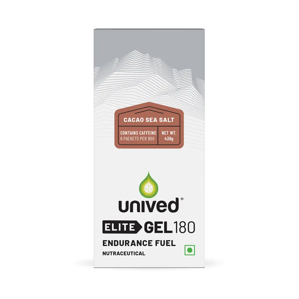 Unived Elite Gel 180 for Instant And Sustained Energy - Pack of 1 (6 Sachets) Cocoa Sea Salt