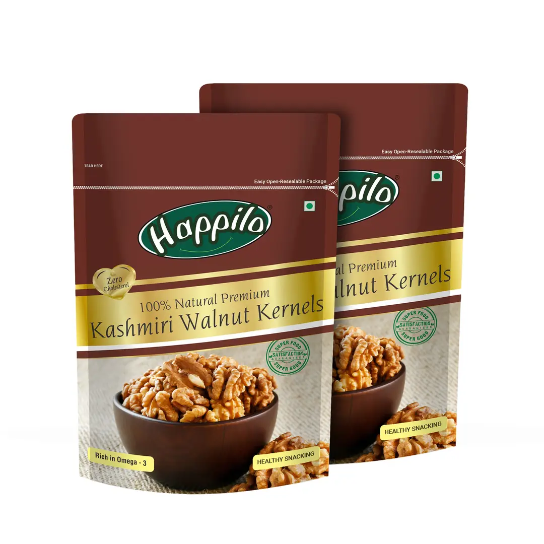 Happilo Premium Natural Kashmiri Walnut Kernels - Pack of 2 (400 gm)