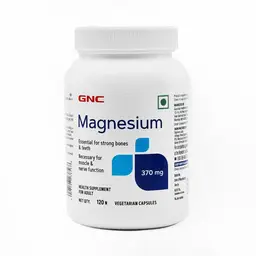 GNC: Magnesium 370mg, Strengthens Bones, Reduces Back & Joint Pain, Promotes Calcium Absorption, Relieves Stress Symptoms, Formulated in USA, 120 Capsules icon