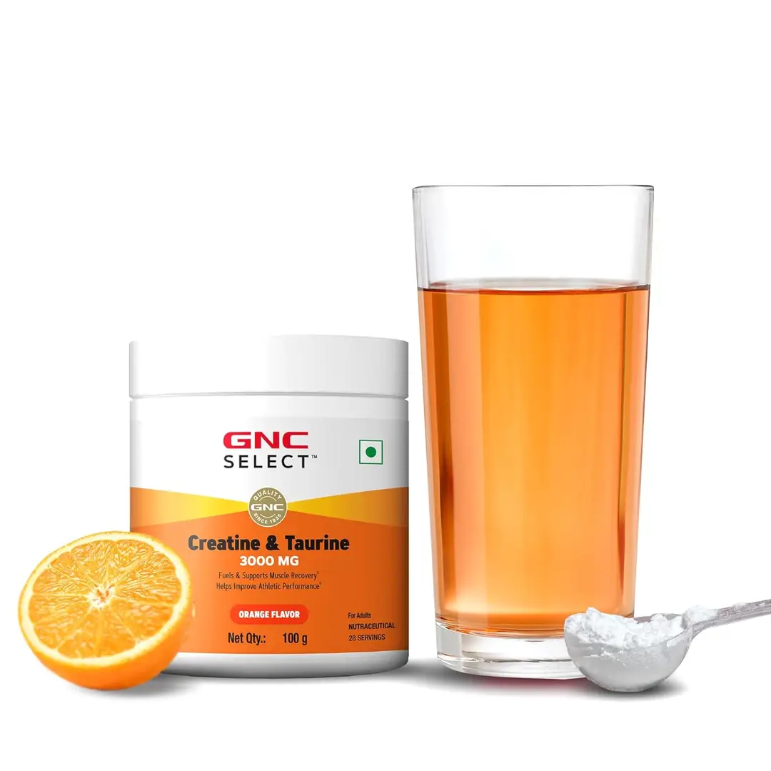 GNC Select Creatine & Taurine for Athletic Performance and Muscle Recovery - Orange,100 gm