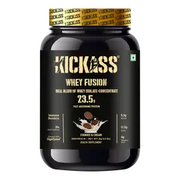 Kickass Whey Fusion- Ideal blend of Whey Isolate + Concentrate, With Digestive enzyme and Immunity boosters, Fast Absorbing Protein icon