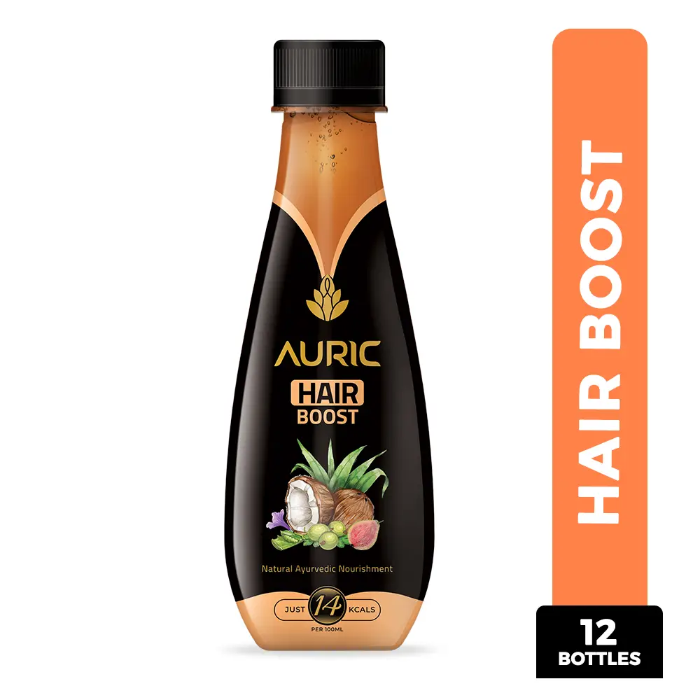 Auric Hair Care Drink | Natural Ayurvedic Juice for Hair Fall - Pack of 1 (12 bottles, 250ml Each)