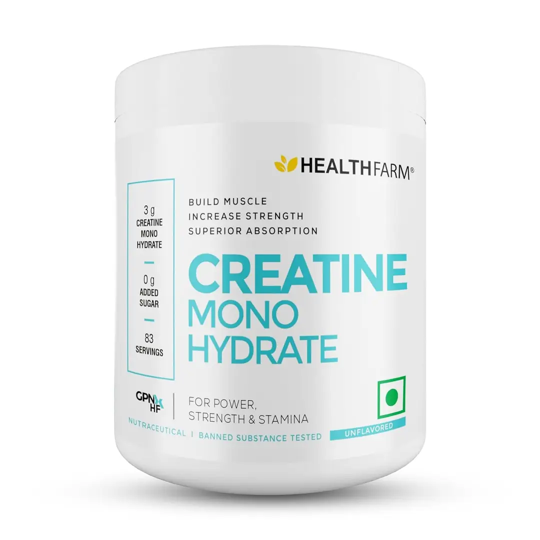 Healthfarm Muscle Creatine Monohydrate for Strength and Endurance - Unflavoured,250 gm