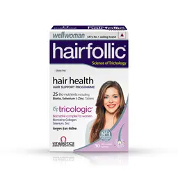 Wellwoman Hairfollic Advanced Hair Nutrition Formula For Women - with Biomarine Collagen Complex, Biotin And Zinc - for Healthy Hair Support icon