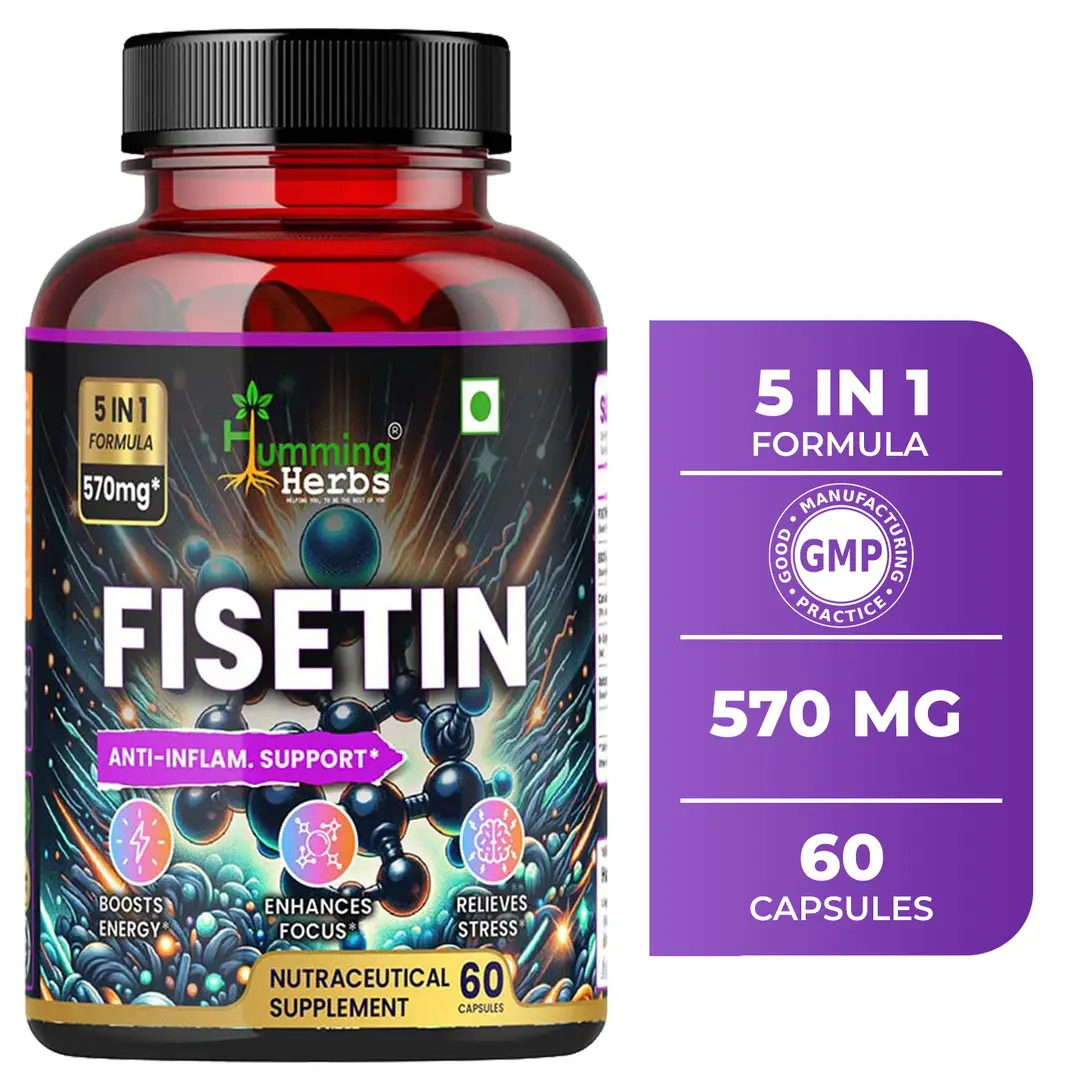 Humming Herbs Fisetin for Energy and Focus - Pack of 1 (60 Capsules)