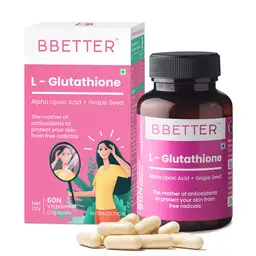 BBETTER L Glutathione for Skin with Vitamin C. Vitamin E, Grape seed extract Alpha lipoic acid and Biotin icon