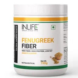 INLIFE - Fenugreek Fibre Powder from Fenugreek Seed Extract for Weight & Sugar Management, Gut & Digestive Health, Daily Health Supplement, High Fiber, High Protein, Low Fat, 150g (Orange) icon
