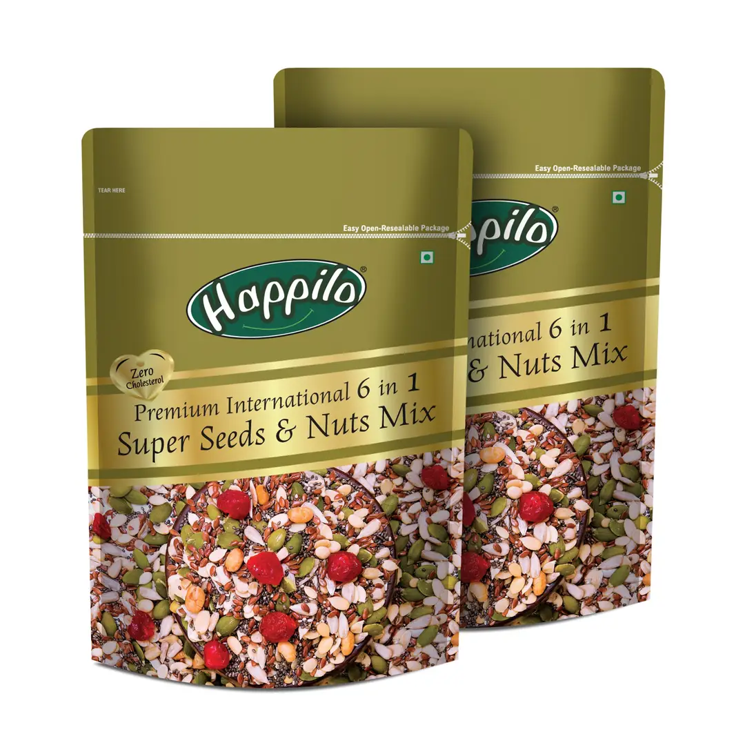 Happilo Premium 6 in 1 Super Seeds & Nuts Mix - Pack of 2 (500 gm)