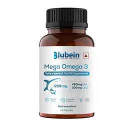 Blubein - Mega Omega 3 - With Micro-Filtered Fish Oil extracted from Peruvian Anchovy - For Joints, Heart & Brain Health icon