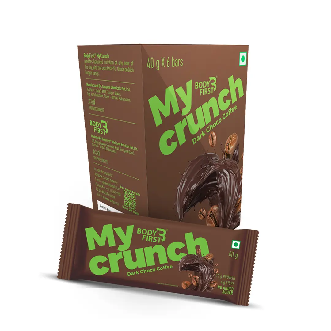 Bodyfirst My Crunch - 12g Protein, 4g fiber - 6 bars - Dark Choco Coffee