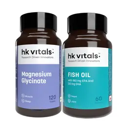 hk vitals Magnesium Glycinate (1682mg) (120 Tablets) and Fish Oil (60 Capsules) for Better Sleep Quality and Muscle Recovery