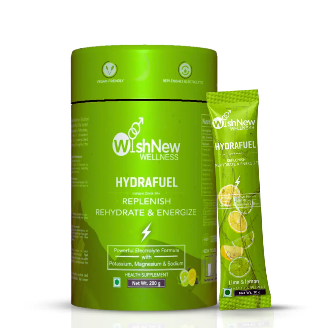 Wishnew Wellness Hydrafuel for Replenish, Rehydrate and Energize - Lime & Lemon (200gm)