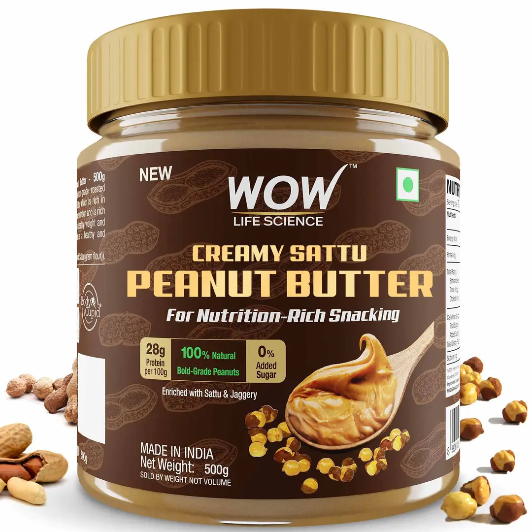 WOW Life Science - Creamy Sattu Peanut Butter - 500g - 500gm