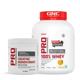 GNC -  Pro Performance 100% Whey Mango Smoothie + Creatine Monohydrate -4lbs / 250gm Combo icon