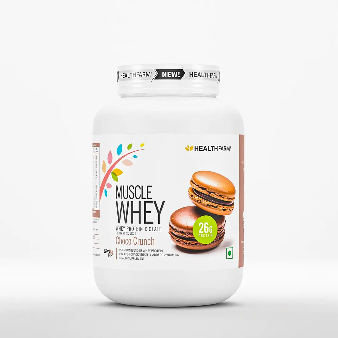 Healthfarm Muscle Whey Protein for Strength and Muscle Growth - Choco Crunch,2 Kg